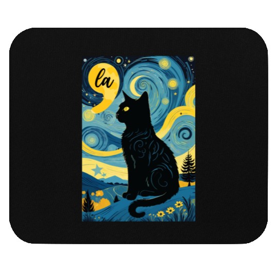 Halloween Starry Night Black Cat Comma La Harris Mouse Pads