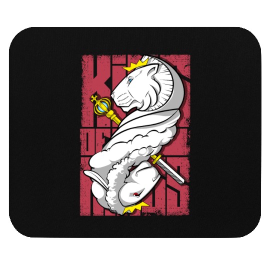 Lion King and the Holy Lamb Christian Art Mouse Pads