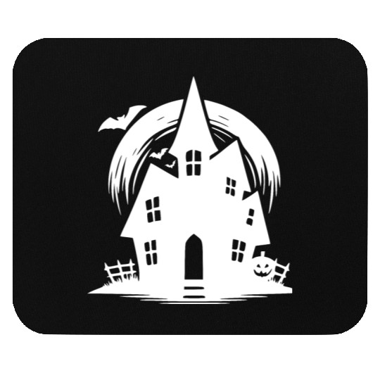 Bat Full Moon Haunted House Halloween Tattoo Mouse Pads
