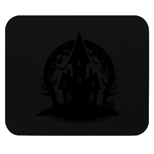 Spooky Haunted House Full Moon Halloween Party Mouse Pads