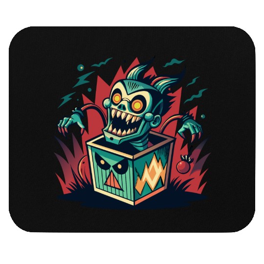 Monster Jack-in-the-Box - Retro Horror Fun Mouse Pads
