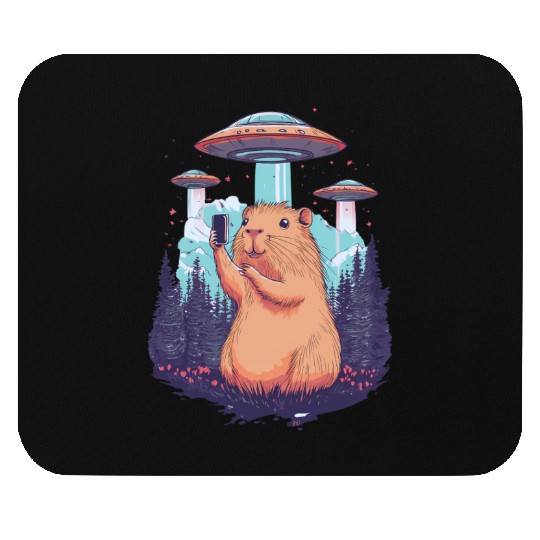 Funny Graphic Mouse Pads Capybara Selfie With Ufos Weird