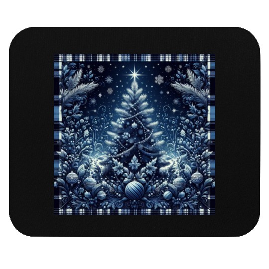 flannel blue and white christmas Mouse Pads