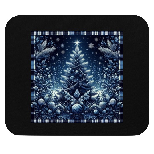 flannel blue and white christmas Mouse Pads