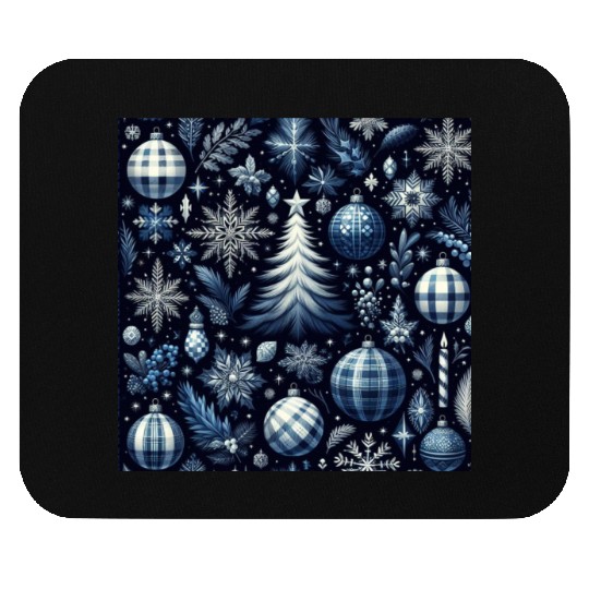 flannel blue and white christmas Mouse Pads