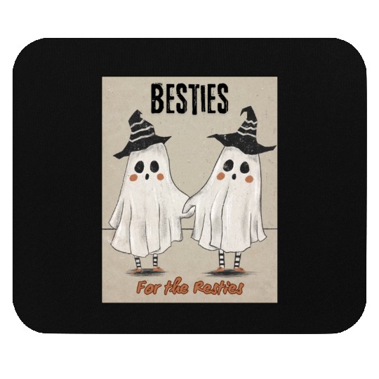 Retro Ghost Besties for the Resties Top Mouse Pads