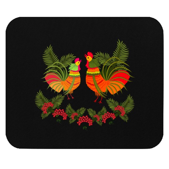 Rooster with hen Mouse Pads