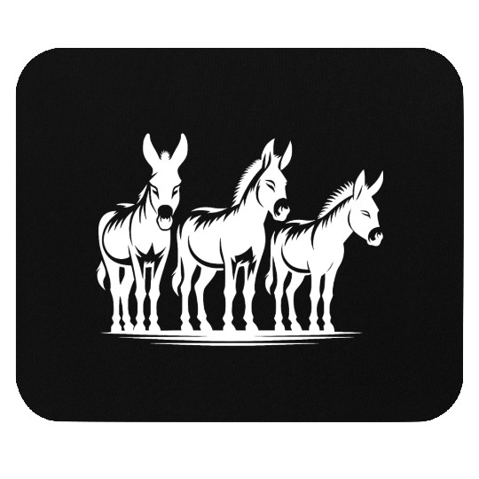 Cute Donkey Group Portrait Farmer Pictures Mouse Pads