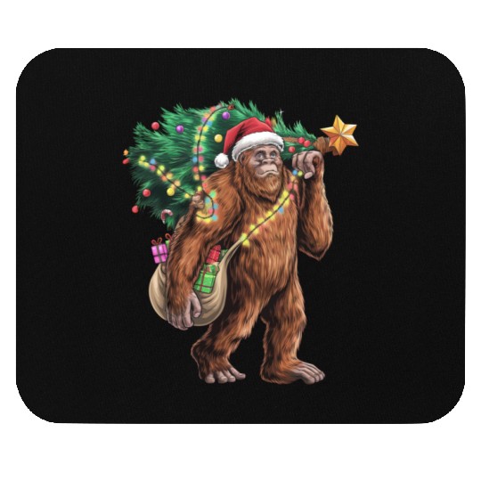 Bigfoot Christmas Tree Lights Xmas Sasquatch Lover Mouse Pads