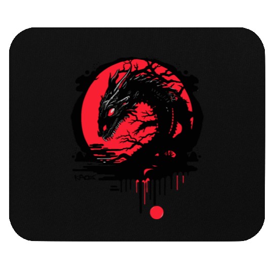 Red Sun Dragon - Eastern Style Mouse Pads