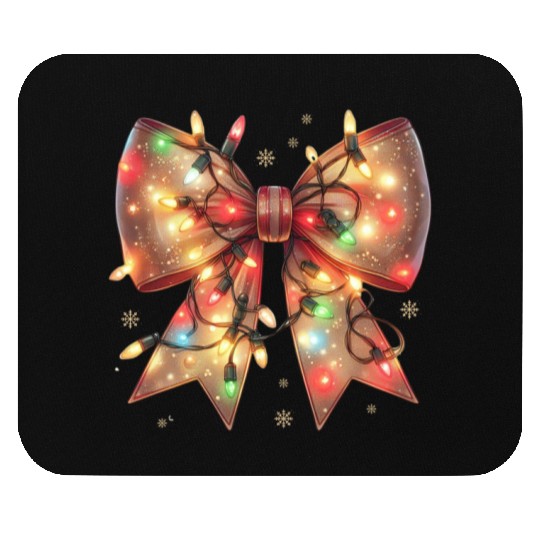 Christmas Light Coquette Bow Mouse Pads