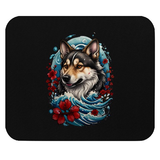 Wolf and Waves Mouse Pads