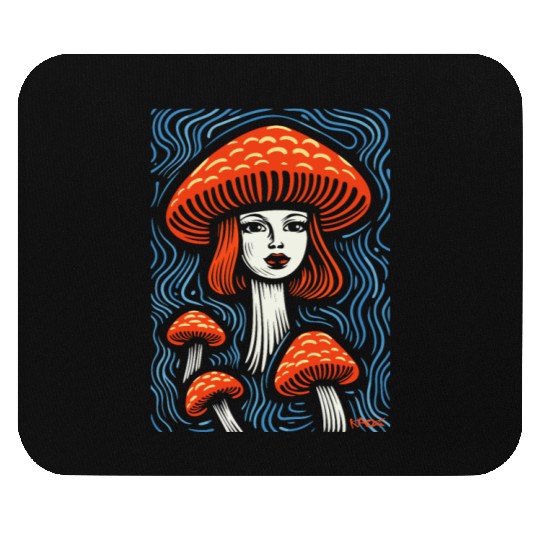 Mushroom Head Lady Mouse Pads