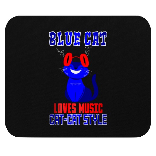 BLUE CAT LOVES MUSIC Mouse Pads