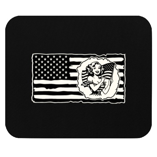 Retro Flag Girl © LIKE US ON FACEBOOK # Mouse Pads