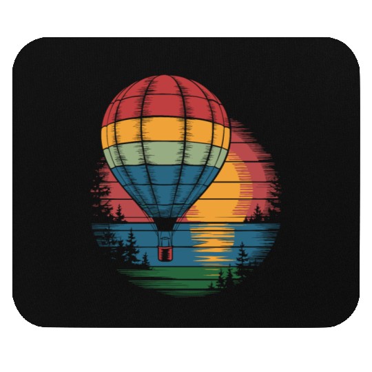 Hot Air Balloon Retro Sunset Adventure Mouse Pads
