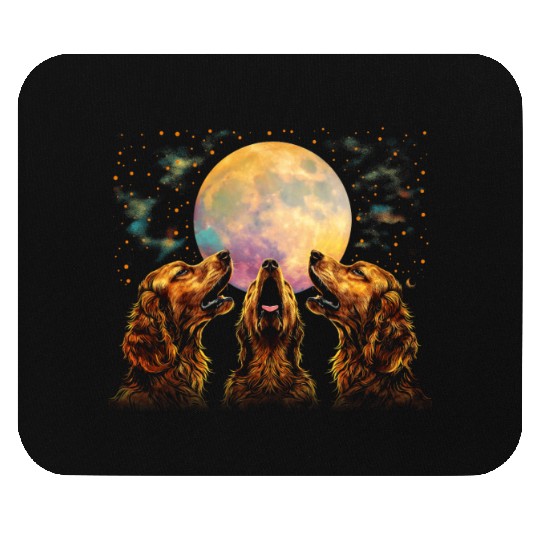 Irish Setter Dog Howling Moon Mouse Pads