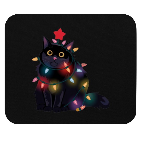 Festive Christmas Lights Cat Mouse Pads