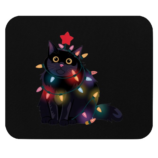 Festive Christmas Lights Cat Mouse Pads