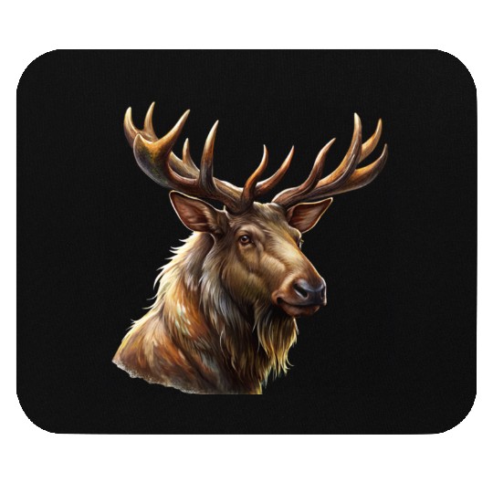 Elk head with antlers Mouse Pads