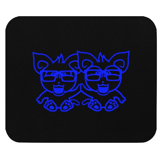 2 Nerd Cats Horn Glasses Geek Smart Friends Team Mouse Pads
