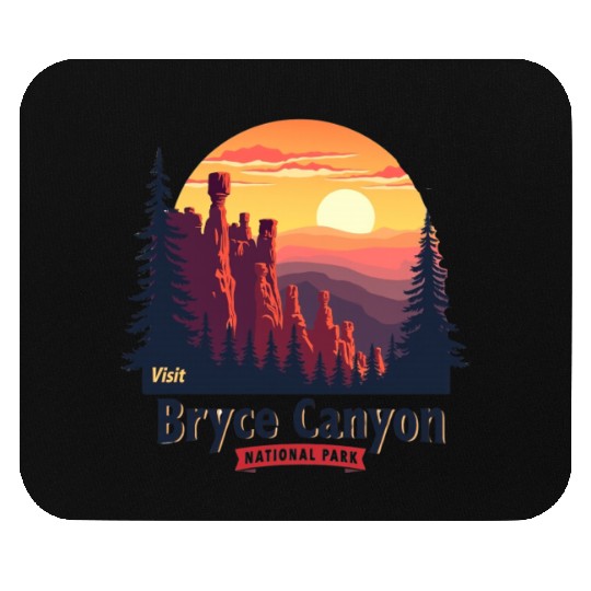 Bryce Canyon National Park Retro Illustraion V 02 Mouse Pads
