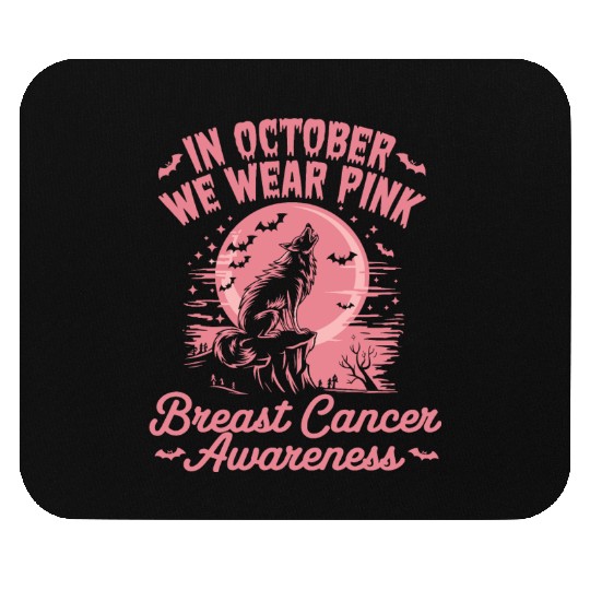 Breast Cancer Design Wolf & Pink Ribbon Mouse Pads