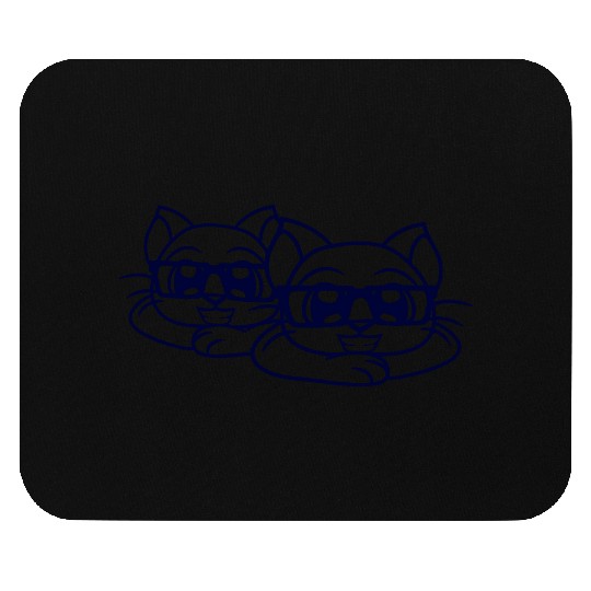 2 Nerd Cats Horn-rimmed Glasses Geek Smart Kitten Mouse Pads