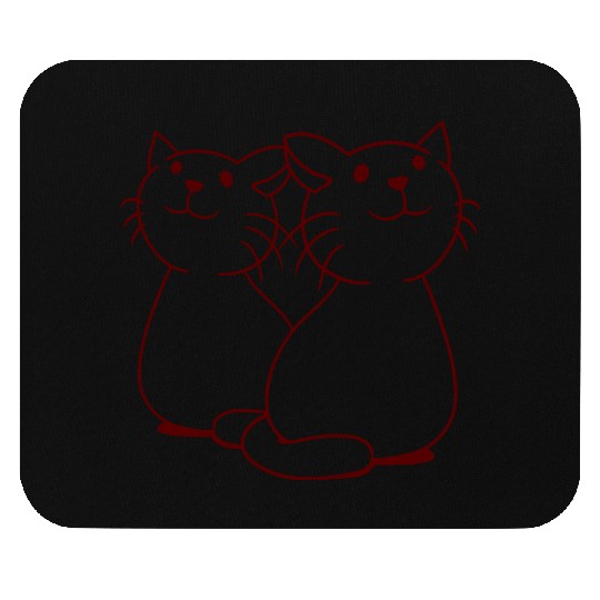 Two Happy Cats 2 Friends Love Couple Kitten Team Mouse Pads