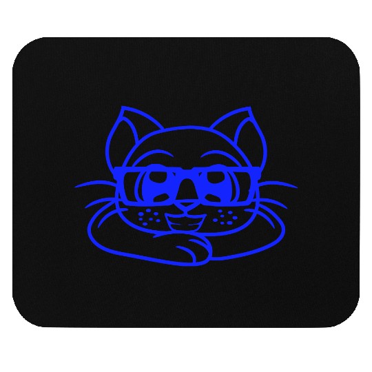 Nerd Cat Horn-rimmed Glasses Geek Smart Kitten Fun Mouse Pads