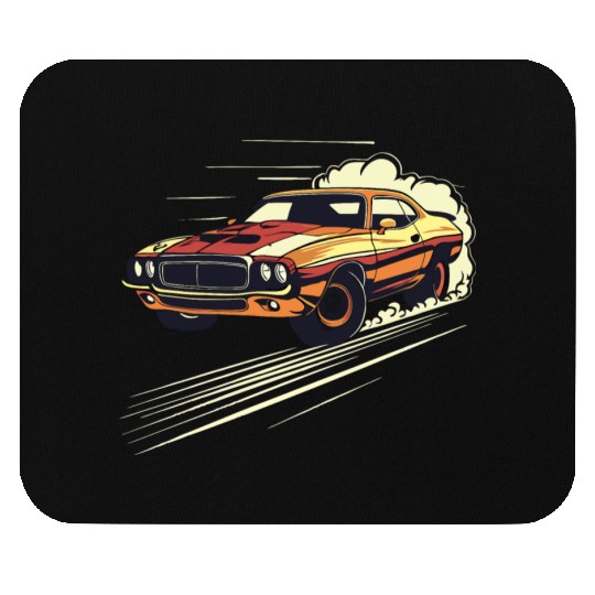 Classic Muscle Car in Action Mouse Pads