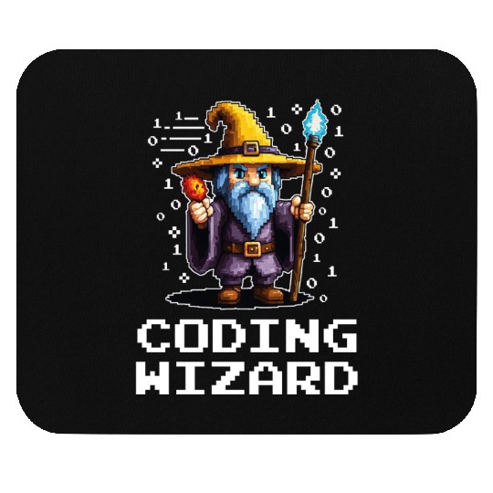 Funny Coding Wizard Pixel Fantasy Coder Magic Mouse Pads
