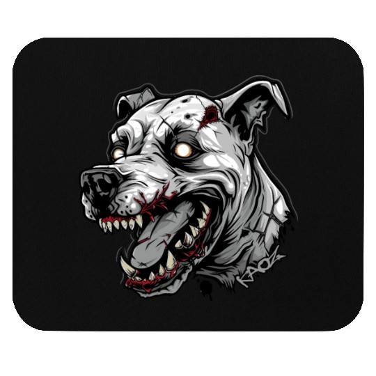 White Zombie Dog Head Mouse Pads
