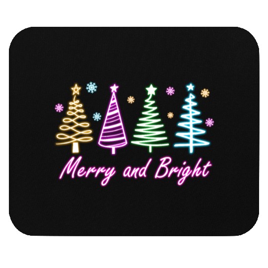 Merry and Bright Tree Neon Christmas Mouse Pads