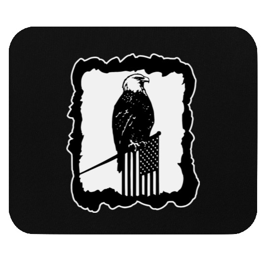Framed Eagle On Flag Pole LIKE US ON FACEBOOK # Mouse Pads