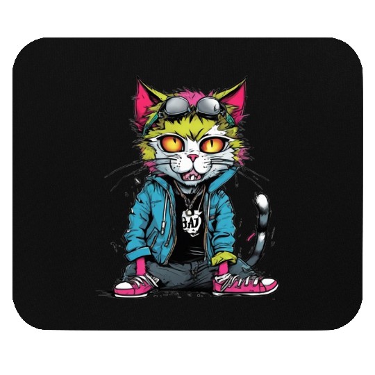 Punk Bad Cat Mouse Pads