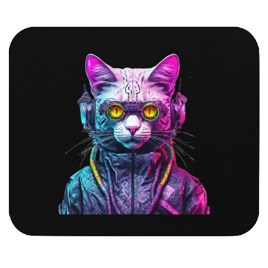 Cyberpunk Cat Warrior Mouse Pads