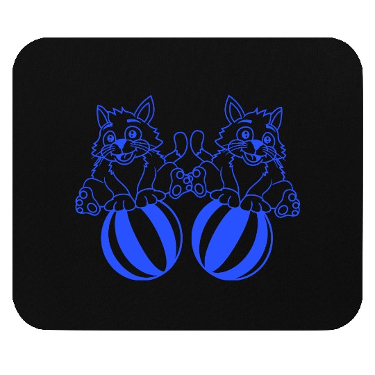 2 cats playing ball beach stand fun circus friends Mouse Pads