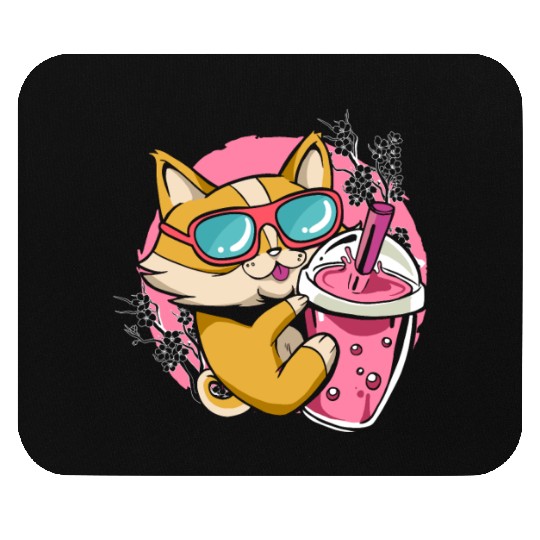 Kitten Kawaii Boba Milk Tea Drinking Cat Mouse Pads