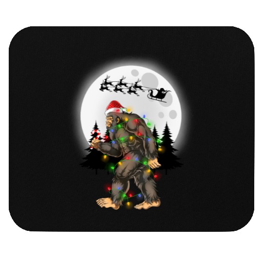 Bigfoot Believe Christmas Tree Sasquatch Santa Mouse Pads