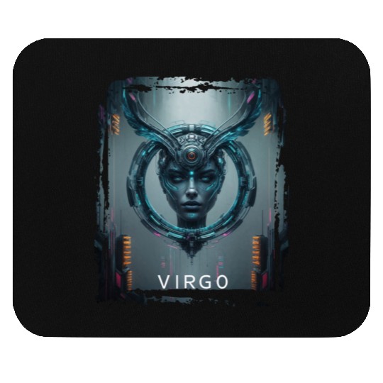 Zodiac sign Virgo in cyberpunk era Future Mouse Pads