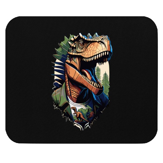 Tyrannosaurus style - Cool Raptor in Jacket Mouse Pads