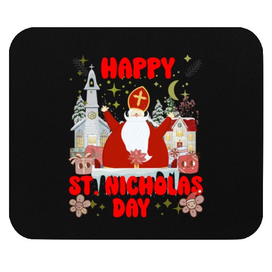 Happy saint Nicholas dayretro logo Mouse Pads