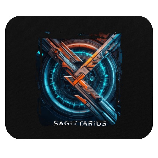 Zodiac sign Sagittarius in cyberpunk era Future Mouse Pads