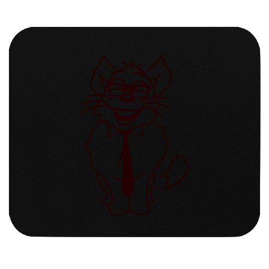 Nerd Cat Horn-rimmed Glasses Geek Smart Kitten Fun Mouse Pads