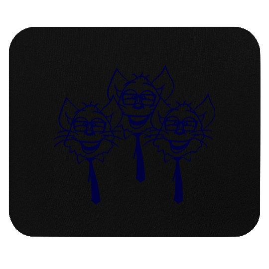 3 Smart Nerd Cats Horn-Rimmed Glasses Geek Tie Fun Mouse Pads
