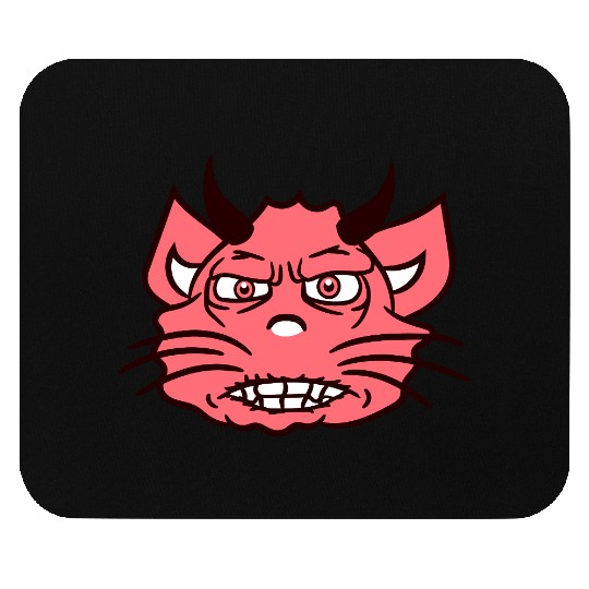 Demon Monster Cat Halloween Fun Horror Devil Horns Mouse Pads