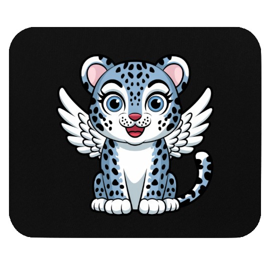 Blue tiger cat with angel wings dreamlike Mouse Pads