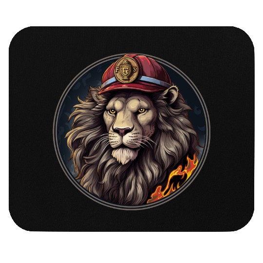 Lion Firefighter Mouse Pads