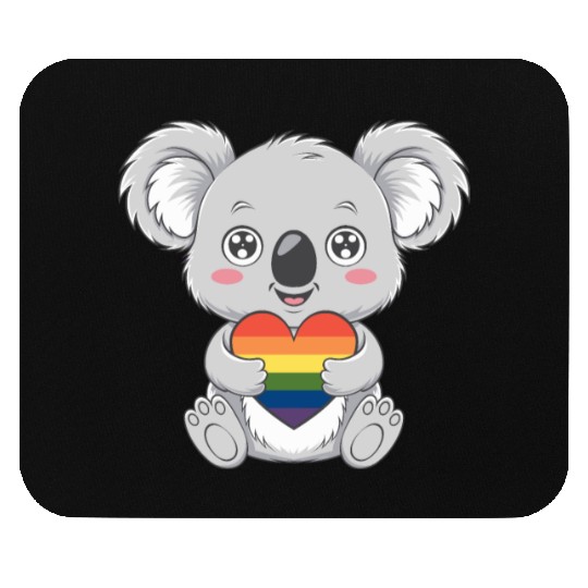 Cute Koala Holding Rainbow Heart LGTBQ Pride Mouse Pads